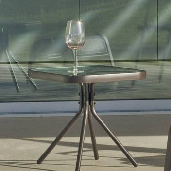 Mesa auxiliar ▢45 de aluminio [Macao] de Hevea - Mesa auxiliar para jardín o terraza, de aluminio con tapa de cristal templado.