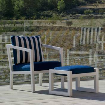 Sillón confort de aluminio para jardín [Acapulco] de Hevea - Sillón con cojines gran confort desenfundables, para exterior. Estructura aluminio color blanco, plata, marrón, nude, champagne o antracita.