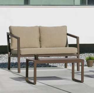 Mesa Aluminio-HPL Acapulco-4 de Hevea - Mesa de centro rectangular de aluminio con tapa HPL. Disponible en color blanco, plata, bronce o antracita.