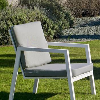 Sillón confort apilable de aluminio [Ágata] de Hevea - Sillón confort apilable con cojines desenfundables, para jardín o terraza. Estructura aluminio color blanco, antracita, champagne, plata, marrón o nude.