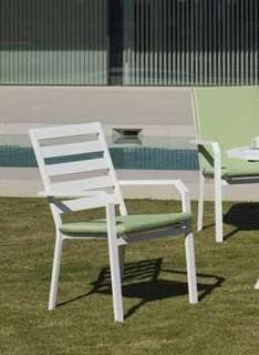 Set Aluminio y HPL: Mesa ▯200 + 6 sillones [Palma] de Hevea - imagen 3