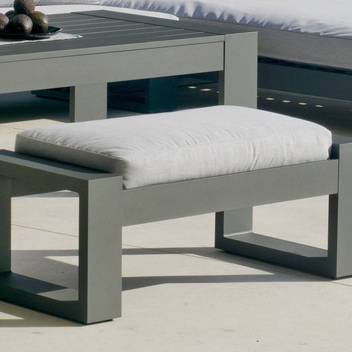 Taburete de aluminio c/cojín para jardín [Premium] de Hevea - Taburete/Reposapiés lujoso, robusto, 100 % aluminio. Disponible en color blanco, antracita, champagne, plata, marrón o nude.