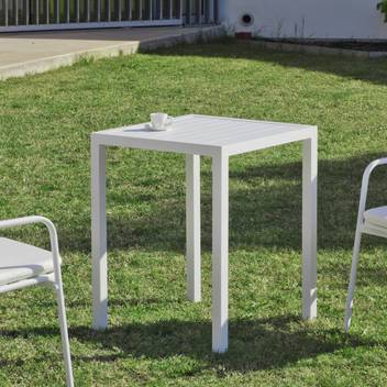 Mesa ▢65 de aluminio [Melea] de Hevea - Mesa cuadrada de aluminio para jardín o terraza, apilable, con tablero de lamas de aluminio. Disponible en color blanco, antracita, champagne, plata, marrón o nude.