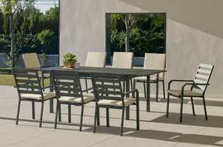 Mesa extens. ▯220 + 8 sillones aluminio [Palma-Ca] de Hevea - imagen 2
