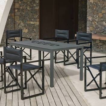Mesa ▯150 alum. + 6 sillones plegables [Palma-Si] de Hevea - Conjunto luxe de aluminio  para jardín: Mesa rectangular 150 cm + 6 sillones plegables. Disponible en color blanco o antracita.