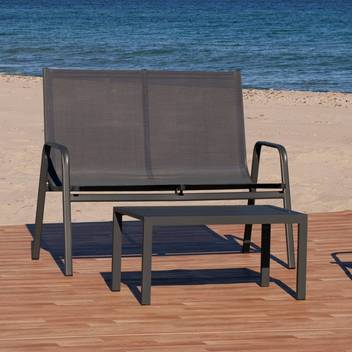 Sofá 2 plazas de aluminio y textilen [Avalon] de Hevea - Sofá 2 plazas apilable para jardín o terraza, de aluminio y textilen color blanco, antracita, champagne, plata, marrón o nude.