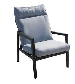 Sillón Aluminio Banly-3 de Hevea - Lujoso sillón de comedor con cojín confort completo, para jardín. Colores: blanco, antracita o champagne.