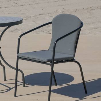 Sillón de aluminio con cojín a juego [Marsel] de Hevea - Sillón apilable para jardín o terraza, de aluminio color marrón o antracita, con cojín asiento y respaldo a juego.