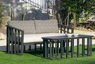 Sofá Aluminio Birmania-2 de Hevea - Sofá confort 2 plazas con cojines. Estructura de aluminio  de color blanco o antracita.