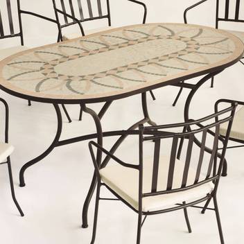 Set mesa mosaico ⬯150 + 4 sillones [Bora-Shifa] de Hevea - imagen 2
