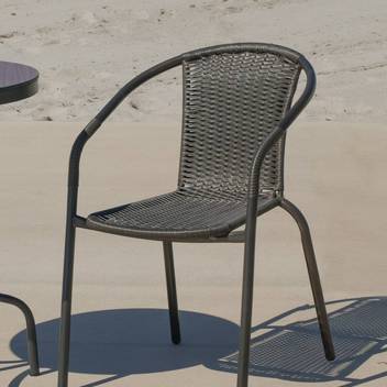 Sillón apilable de  acero y wicker [Brasil] de Hevea - Sillón apilable de acero color bronce para jardín o terraza, con asiento y respaldo de wicker sintético