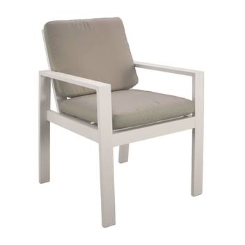 Sillón Aluminio Camelia-30 de Hevea - Sillón comedor para jardín o terraza. Estructura, asiento y respaldo de aluminio. Disponible en color blanco, antracita, champagne, plata o marrón.