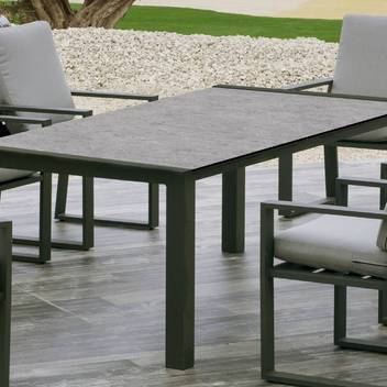 Mesa ▯175 de aluminio con tablero piedra [Camelia] de Hevea - Mesa de aluminio rectangular de 175 cm. para jardín. Tablero de piedra sinterizada de alta calidad. Disponible en varios colores.