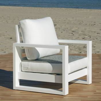 Sillón confort de aluminio para jardín [Cartago] de Hevea - Sillón lujoso y robusto de alumnio, con cojines gran confort desenfundables, para exterior. Disponible en color blanco, antracita, champagne, plata, marrón o nude.