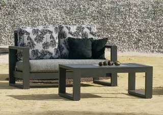 Sofá 2 plazas de aluminio para jardín [Cartago] de Hevea - Sofá 2 plazas para exterior, lujoso y robusto, de alumnio, con cojines gran confort desenfundables. Disponible en color blanco, antracita, champagne, plata, marrón o nude.