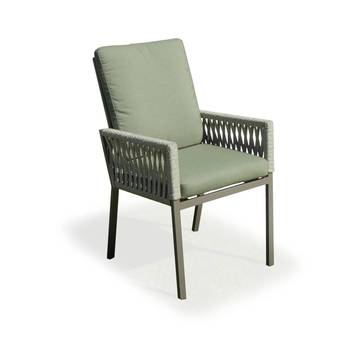Sillón comedor-jardín, aluminio y cuerda [Catania] de Hevea - Sillón de comedor para exterior, de aluminio y cuerda. Disponible en color blanco, gris, marrón o champagne.