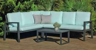 Rinconera Aluminio Dalia-27 de Hevea - Rinconera modular de 6 plazas + mesa centro. Estructura aluminio color blanco o antracita.