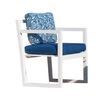 Sillón Aluminio Dominique-30 de Hevea - Sillón lujoso de comedor para jardín. Estructura de aluminio y cojines desenfundables. Disponible en color blanco, antracita, champagne, plata o marrón.