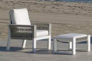 Sillón confort de aluminio y cuerda [Estambul] de Hevea - Sillón relax gran lujo para jardín, con cojines desenfundables. Hecho de aluminio y cuerda en color blanco, gris, marrón o champagne.