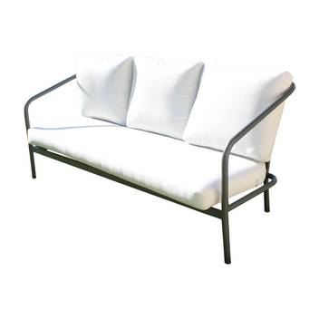 Sofá 3 plazas de aluminio para jardín [Alexis] de Hevea - Sofá 3 plazas para exterior, con cojines desenfundables. Estructura aluminio color blanco, antracita, champagne, plata, marrón o nude.