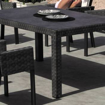 Mesa comedor-jardín ▯180 de aluminio y HPL[Borneo] de Hevea - Mesa rectangular para jardín, de aluminio y médula sintética, con tablero HPL de 180 cm. Disponible en color blanco o antracita.