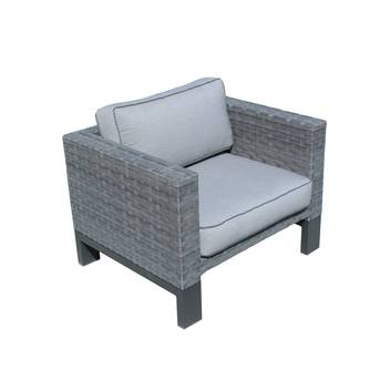 Sillón confort de aluminio y ratán [Borneo] de Hevea - Sillón relax lujo para jardín, con cojines desenfundables. Hecho de aluminio y médula sintética color blanco o antracita.