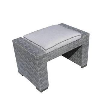 Taburete de aluminio y ratán para jardín [Borneo] de Hevea - Taburete/Reposapiés lujo, con cojín desenfundable. Hecho de aluminio y médula sintética color blanco o antracita.