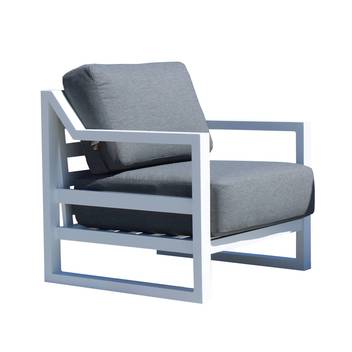 Sillón confort de aluminio para jardín [Dublian] de Hevea - Lujoso sillón relax para exterior, con cojines desenfundables. Robusta estructura aluminio de color blanco, antracita, champagne, plata, marrón o nude.