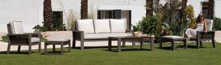 Set Aluminio Luxe Gala-8 de Hevea - Exclusivo conjunto de alumnio bicolor: 1 sofá de 3 plazas + 2 sillones + 1 mesa de centro.