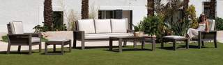 Sofá 3p+ 2 sillones+ mesa, aluminio bicolor [Gala] de Hevea - Exclusivo conjunto de alumnio bicolor para jardín: 1 sofá de 3 plazas + 2 sillones + 1 mesa de centro.