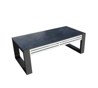 Mesa Luxe Aluminio Gala-120 de Hevea - Exclusiva mesa de centro rectangular de aluminio bicolor con tablero HPL de 120 cm.