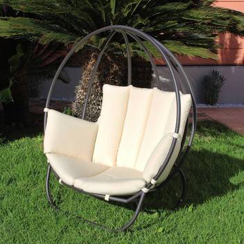 Sillón-balancín envolvente de jardín [Halva] de Hevea - Sillón balancín envolvente para exterior, con cojines desenfundables. Fabricado de aluminio en color blanco, antracita o champagne.