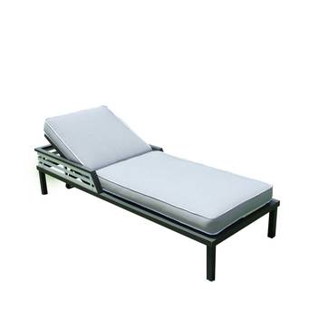 Cama/tumbona de aluminio bicolor [Lagos] de Hevea - Exclusiva cama/tumbona relax lujo con respaldo reclinable, para jardín. Fabricada de aluminio bicolor. Con cojín desenfundable de 8 cm.