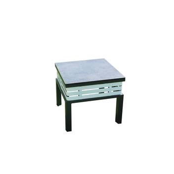 Mesa auxiliar ▢50 de aluminio [Lagos] de Hevea - Exclusiva mesa auxiliar cuadrada para jardín o terraza, de aluminio bicolor, con tablero HPL de 50 cm.