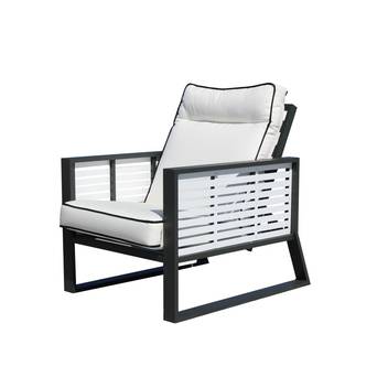 Sillón reclinable de aluminio bicolor [Samira] de Hevea - Exclusivo sillón reclinable de alumnio bicolor para jardín, con cojines gran confort desenfundables.