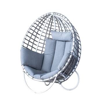 Sillón-balancín envolvente de jardín [Saren] de Hevea - Sillón balancín envolvente para exterior, con cojines desenfundables. Fabricado de aluminio y cuerda en color blanco, antracita o champagne.