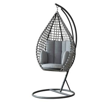 Sillón colgante envolvente de aluminio [Selena] de Hevea - Sillón colgante envolvente para jardín, con cojines desenfundables. Fabricado de aluminio y cuerda en color blanco, antracita o champagne.