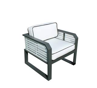 Sillón Aluminio Sira-1 de Hevea - Coqueto sillón relax de alumnio bicolor, con cojines gran confort desenfundables.