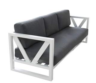 Sofá Aluminio Luxe Ventus-3 de Hevea - Lujoso sofá de 3 plazas con cojines desenfundables. Robusta estructura aluminio color blanco, antracita o champagne.
