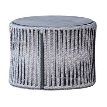 Mesa de centro ◯70 de aluminio y cuerda [Yina] de Hevea - Mesa de centro redonda para jardín, de 70 cm. de ancho. Estructura de aluminio color antracita recubierta de cuerda color gris.