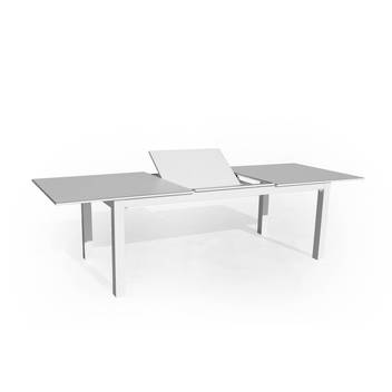 Mesa Extensible HPL Camelia-300 de Hevea - Mesa extensible de 220 a 300 cm, con tablero  HPL ultra resistente. Estructura aluminio color blanco, antracita, champagne, plata o marrón.