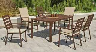 Conjunto mesa ▯150 + 4 sillones c.cojín [Palma] de Hevea - imagen 5