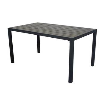 Mesa de comedor-jardín ▯150 de aluminio [Palma] de Hevea - Mesa rectangular de aluminio para jardín, con tablero lamas de aluminio. Disponible en color blanco, antracita, champagne, plata, marrón o nude.