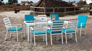 Set mesa ▯200 + 8 sillones de aluminio  [Palma] de Hevea - imagen 4