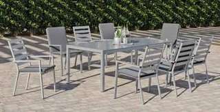 Set mesa ▯200 + 8 sillones de aluminio  [Palma] de Hevea - imagen 5