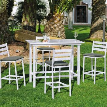 Mesa de bar-jardín ▯130 de aluminio [Tropea] de Hevea - Mesa bar alta para jardín, de aluminio con tablero lamas de aluminio. Disponible en color blanco, antracita, champagne, plata, marrón o nude.