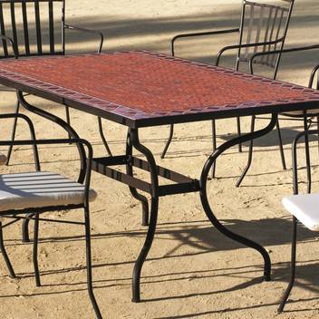 Mesa mosaico ▯160 de acero color bronce [Lima] de Hevea - Mesa de acero forjado color bronce para jardín, con tablero mosaico rectangular de 160 cm.