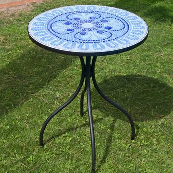 Mesa mosaico ◯60 de acero color gris [Berna] de Hevea - Mesa para jardín o terraza, de acero color gris forja, con tablero mosaico circular de 60 cm.