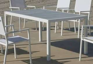 Mesa Palermo-160 de Hevea - Mesa rectangular de aluminio, con tablero cerámico de 160 cm. Disponible en color blanco y antracita.