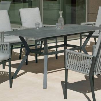 Mesa ▯160 de aluminio con tablero piedra [Veneto] de Hevea - Mesa de aluminio rectangular de 160 cm. para jardín, con tablero de piedra sinterizada de alta calidad. Disponible en varios colores.